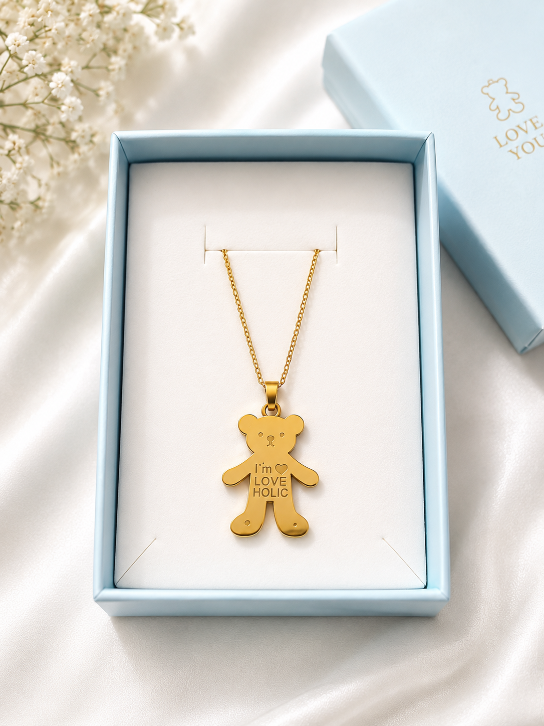 Golden Teddy Bear Love Holic Necklace