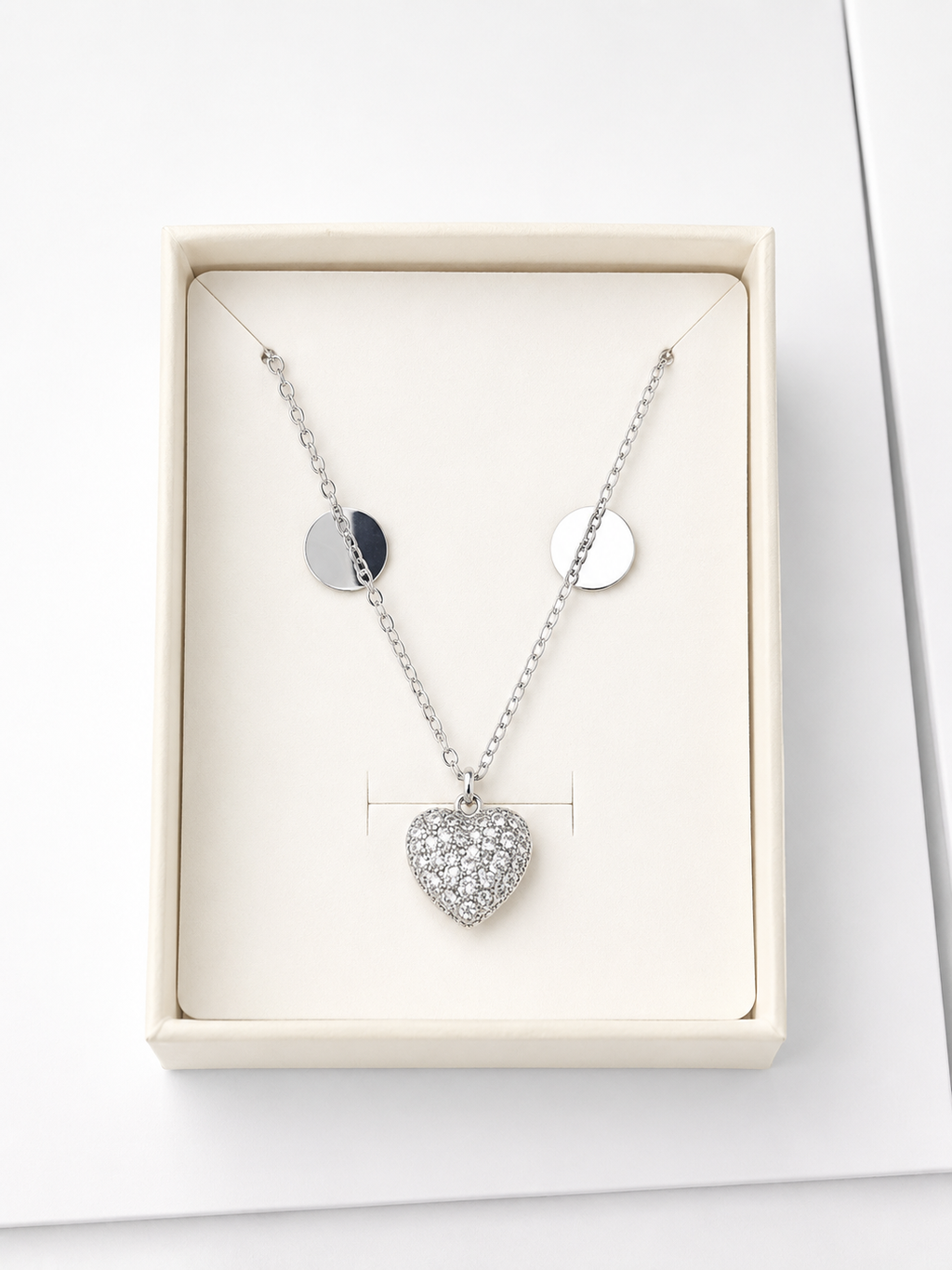 Silver Heart Crystal Necklace ✨
