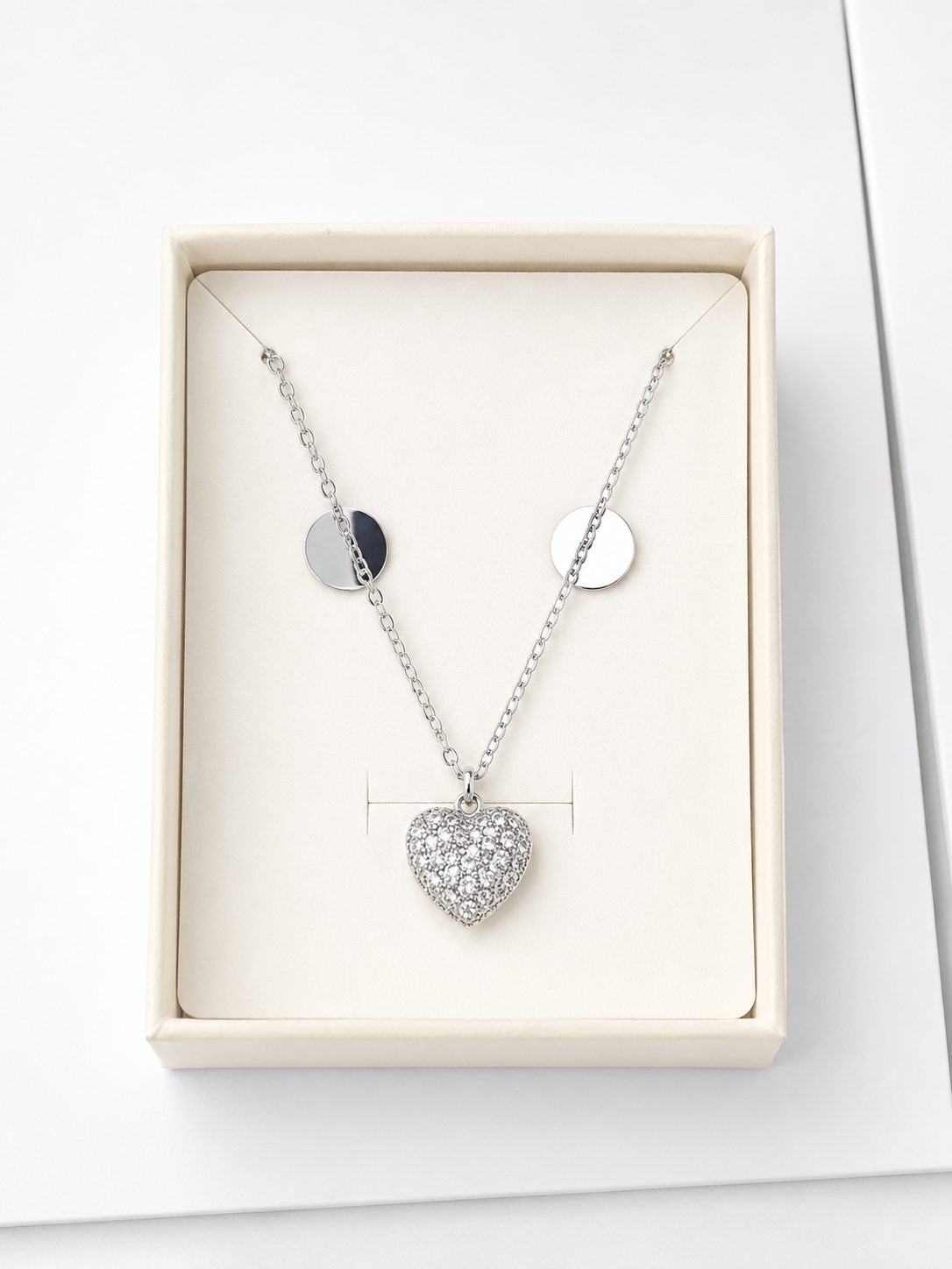 Silver Heart Crystal Necklace ✨