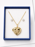 Gold Crystal Necklace &amp; Stud Earrings Set