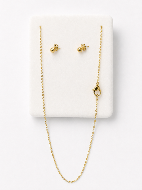 Gold Ball Stud Necklace Set ✨