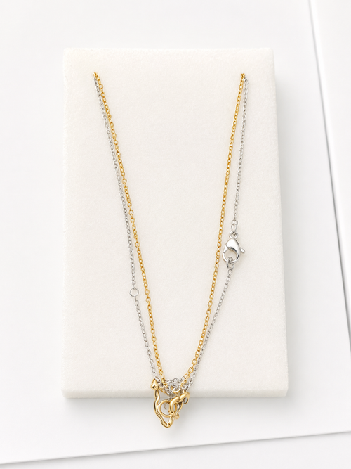 Black &amp; Gold Cross &amp; Tag Necklace Set